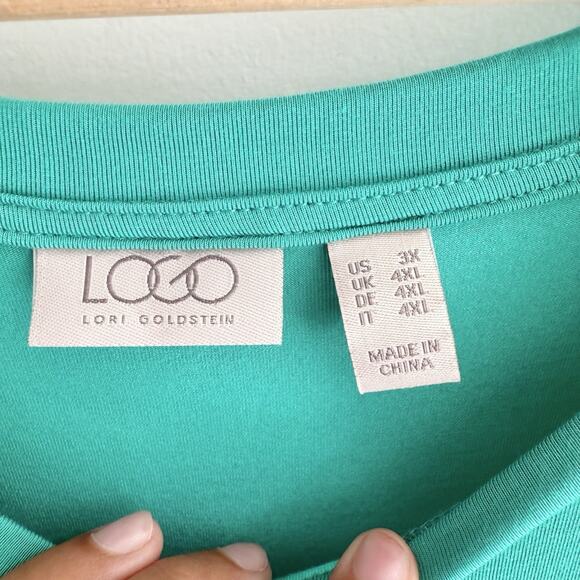 LOGO by Lori Goldstein Regular Rayon Elbow Sleeve Dress Cozumel Green Size US 3X - Picture 3 of 3